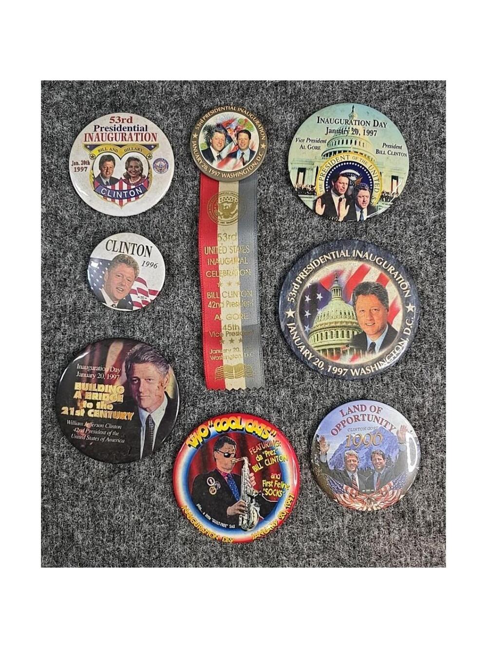 Vintage PRESIDENT BILL CLINTON Pinback Pin Button Badge Lot 90s Democrat